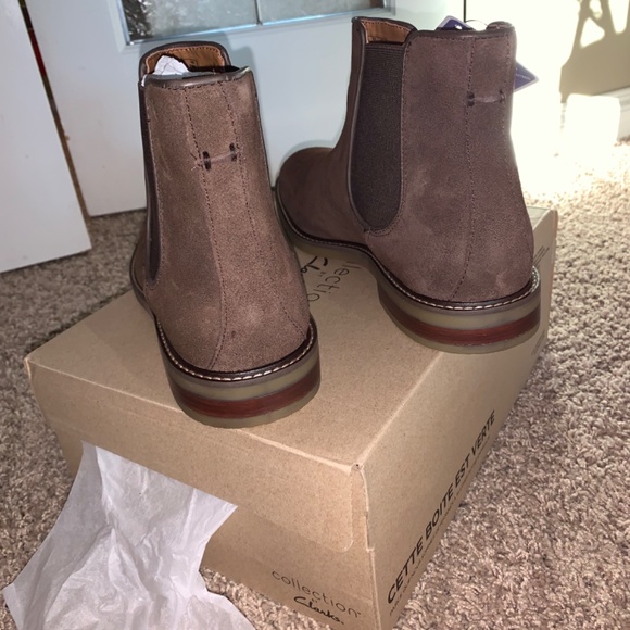 NIB- Clark’s suede boots men’s size 11 comfy memory foam brand name boots - Picture 4 of 8